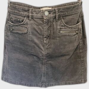 Loft distressed dark gray cord mini skirt with zipper pockets